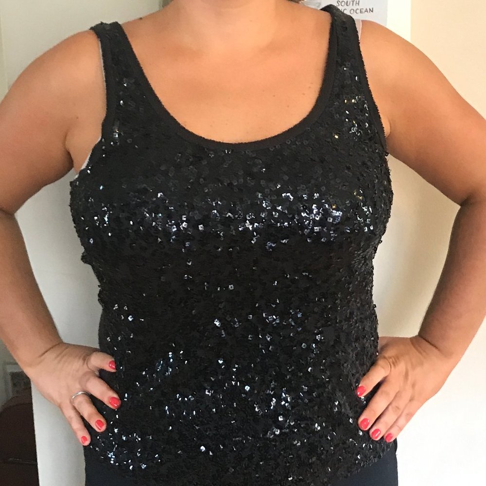 J.Crew Black Festive Sequin Tank Size L - Picture 4 of 8